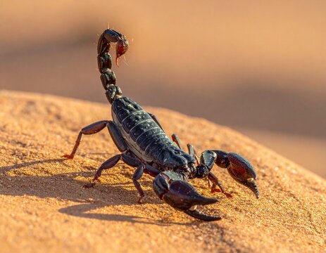 Granulated thick-tailed scorpion (Parabuthus granulatus), Kalahari desert, South Africa