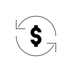 Circular Arrow with Dollar Sign Icon, Financial Cycle, Money Flow, Economic Rotation