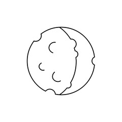 Cute Cartoon Cookie Bite Outline, Whimsical Pastry Design, Simple Black and White Illustration