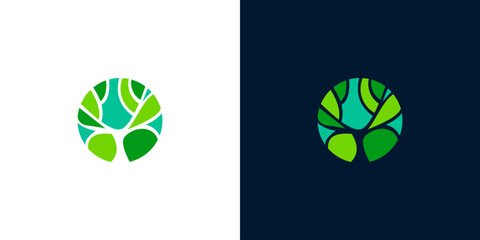 Vibrant Abstract Green Leaf Emblem Logo Design