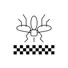 Black and White Fly Illustration on Checkered Background, Vector Art