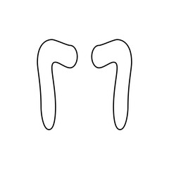 Minimalist Black and White Outline of Two Teeth, Dental Care Illustration