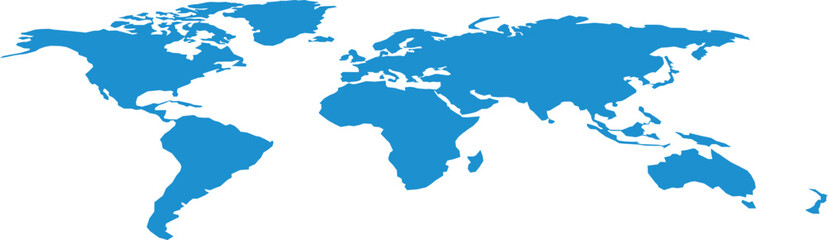 Obraz premium Solid Blue World Map Silhouette Vector