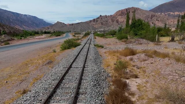 Vista a&eacute;rea con drone de Tilcara en la provincia de Jujuy, Argentina