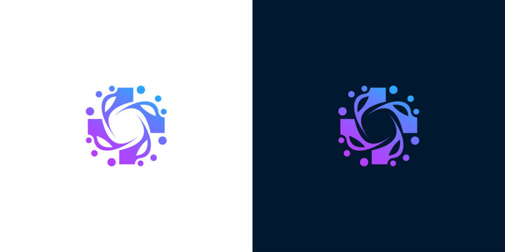 Dynamic and fluid gradient logo representing innovative health, medical science, and holistic wellness solutions. A vibrant abstract symbol of care, technology, and vitality for modern brands