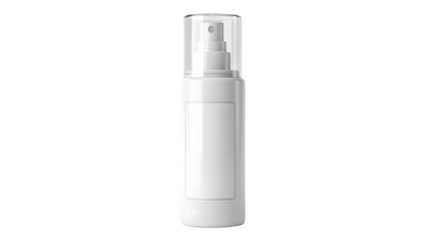 White cosmetic pump bottle product shot isolated on transparent background