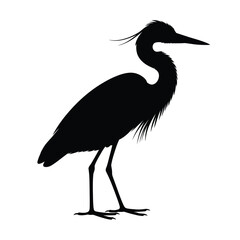 Obraz premium Elegant heron silhouette a striking black and white bird depiction