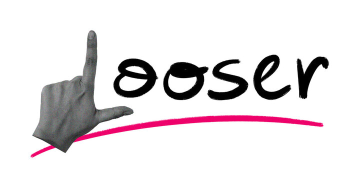 Looser sign. humor graffiti with hand 
