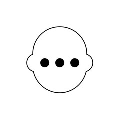 Minimalist Black and White Illustration of a Baby Face with Three Dots