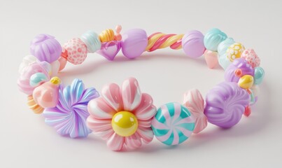 Fototapeta premium Sweet treat bracelet colorful candy jewelry for kids and playful accessories