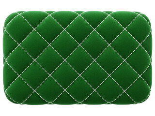 Fototapeta premium Deep green quilted leatherette panel with stitching isolated