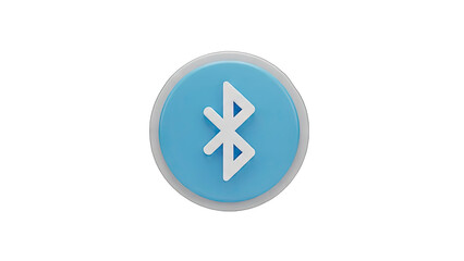 3D Rendered Bluetooth Logo Icon With Blue Circle and White Symbol on Transparent Background Clean Modern Digital Technology Concept