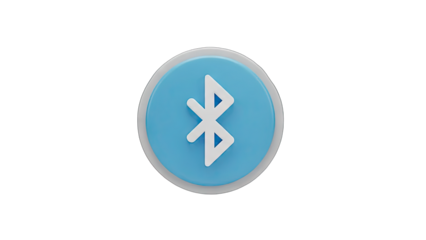 3D Rendered Bluetooth Logo Icon With Blue Circle and White Symbol on Transparent Background Clean Modern Digital Technology Concept