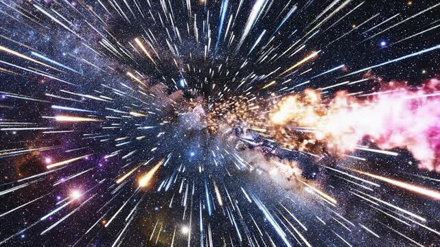 Traveling Through Galaxy With Streaks of Light Speed Animation