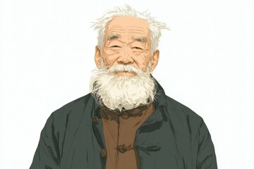 Portrait of a wise Chinese elder with a long white beard