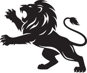 Rampant lion silhouette crest emblem heraldry design vector graphic