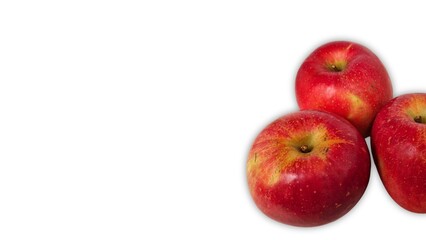 Three red apples displaying fresh healthy fruit