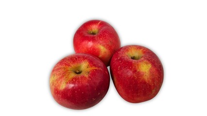 Three red apples displaying fresh organic fruit