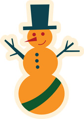 Christmas Stickers Snowman Winter Cartoon Happy with Hat