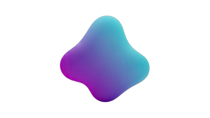 Abstract Organic Shape With Gradient Blue Purple Hues On Transparent Background Dynamic Fluid Form Smooth Blob Minimalist Amorphous Design