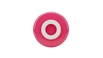 Abstract Pink and White Concentric Circles with Reflective Surface Against a Transparent Background Offering a Clean Modern Aesthetic