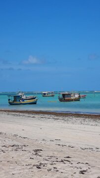 Fishing boat on the S&atilde;o Jos&eacute; da Coroa Grande beach, Pernambuco.
