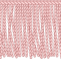 Pink twisted rope fringe forming textile pattern © Tartila