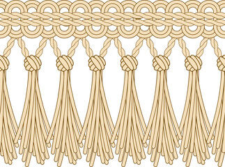 Decorative rope tassel fringe border element