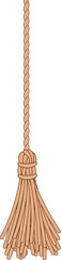 Brown ornamental tassel hanging from twisted rope