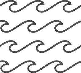 Seamless wave pattern drawing simple dark line