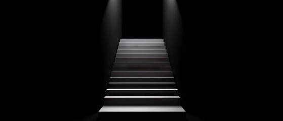 Mysterious staircase illuminated in darkness creates an eerie and inviting atmosphere, leading to unseen possibilities and potential adventures