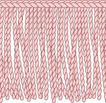 Pink twisted rope fringe forming textile pattern