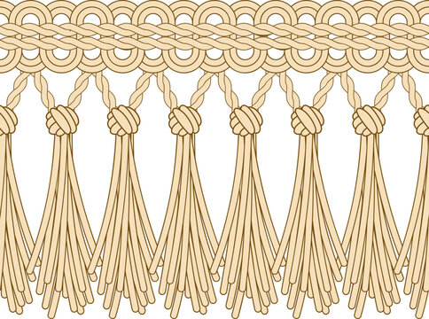 Decorative rope tassel fringe border element