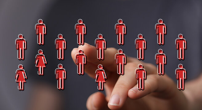 Abstract network of people represented by icons. Illustrating connection, teamwork, community, and social inter