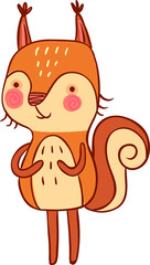 Cartoon squirrel character standing and smiling