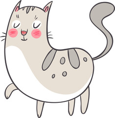 Cute cartoon cat character smiling happily illustration © Tartila