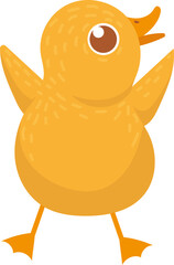 Yellow duckling cartoon standing happily spreading wings