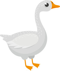 Cute white goose standing farm animal illustration