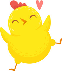 Cute yellow chick expressing love and happiness