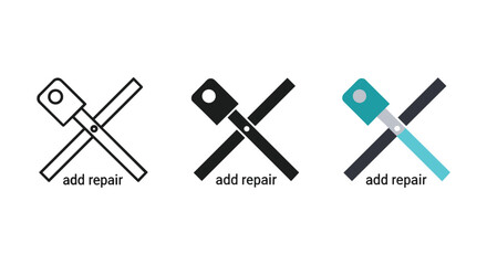 Add repair icon set for construction maintenance service fixing tools and building restoration symbol