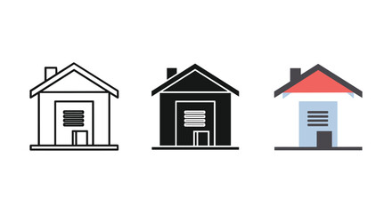 Warehouse icon vector pictogram isolated on white background symbol set collection storage building property