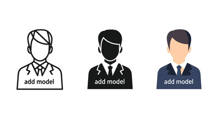 Adding a new model or user to system avatar icon set for business administration and personal identification