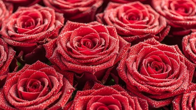 A close-up view of vibrant red roses, perfect for expressing love. The details of these flowers are absolutely stunning