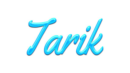 Glowing blue effect of name Tarik on white background.
