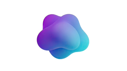Abstract Amorphous Shape With Purple And Blue Gradient Colors And Soft Smooth Surface Isolated On Black Background With Transparent Background