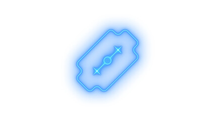 Razor blade icon vector set, a sleek, precise, glowing neon blue outline design. Outline razor blade Icon on transparent background vector image.