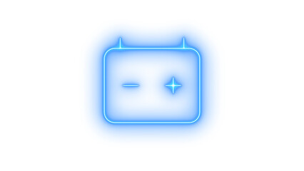 Modern electric power battery icon vector set. Outline glowing neon style battery Icon with plus and minus terminals on a transparent background vector image.