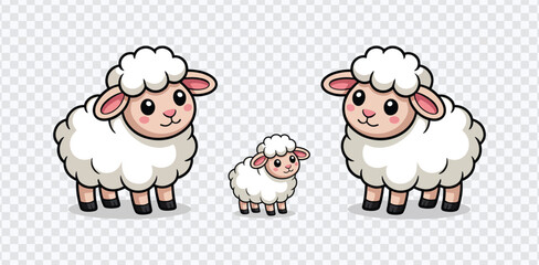 Fototapeta premium Cute Sheep Family