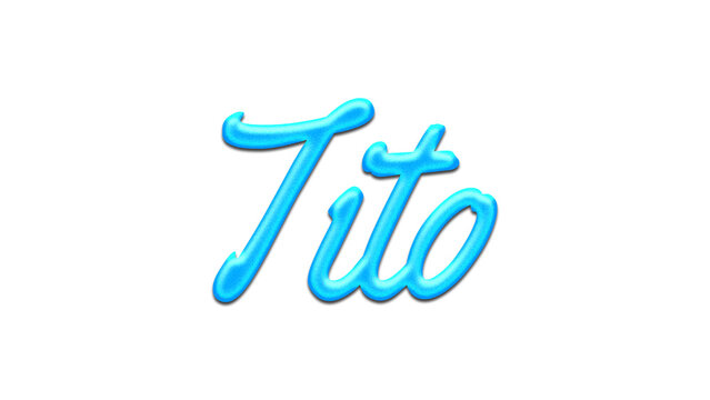 Glowing blue effect of name Tito on white background.