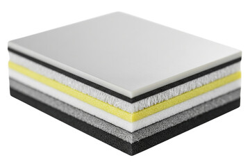 Cross-section showing layers of industrial soundproofing foam isolated with transparent background
